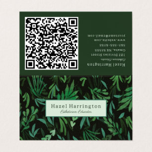 Moody Botanische QR Code Gevouwen Visitekaartje
