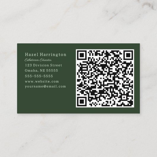Moody Botanische QR Code Visitekaartje Groen Zwart (Achterkant)