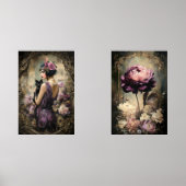 Moody Boudoir Portrait Cat & Peony Wall Art Set (Recto)