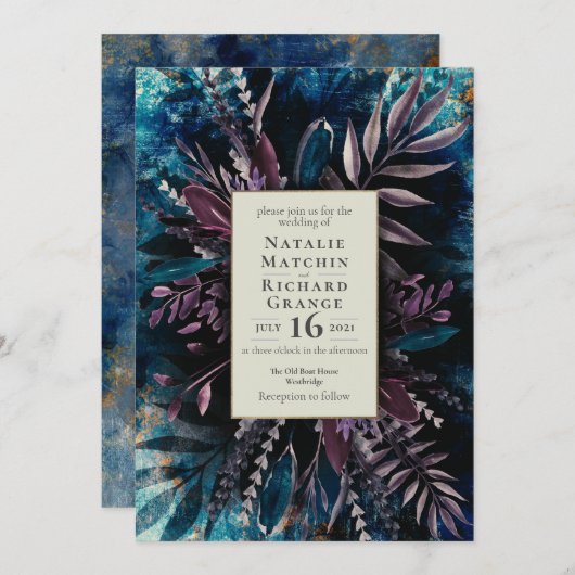 Moody Bouquet faire-part de mariage botanique (Devant / Derrière)