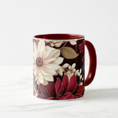 Moody Bourgogne en Cream Bloemen Mok (Voorkant rechts)