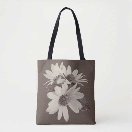 Moody Brown Daisy Custom Monogram Chince Style Draagtas (Voorkant)