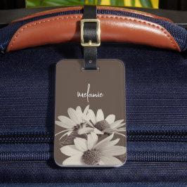 Moody Brown Daisy Custom Text and Colors Bagagelabel