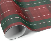 Moody Burgundy and Hunter Green Stripe Plaid Xmas Cadeaupapier (Rol Hoek)