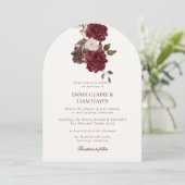 Moody Burgundy Arched Autumn Wedding Invitation (Debout devant)