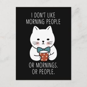 Moody Cat Morning People Coffee Tired Kat Funny Briefkaart