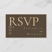 Moody Coffee Minimalist Boho Wedding RSVP Response Informatiekaartje (Voorkant)