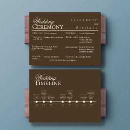 Moody Coffee Minimalist Wedding Program Timeline Menu