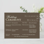 Moody Coffee Minimalist Wedding Program Timeline Menu (Staand voorkant)