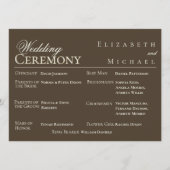 Moody Coffee Minimalist Wedding Program Timeline Menu (Voorkant)