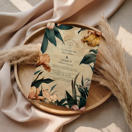 Moody Copper Botanical Wedding Kaart