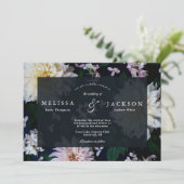 Moody Dahlia Floral Faire-part de mariage (Debout devant)