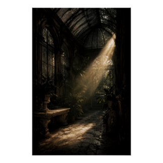 Moody Dark Academia Conservatory Sunbeam Poster