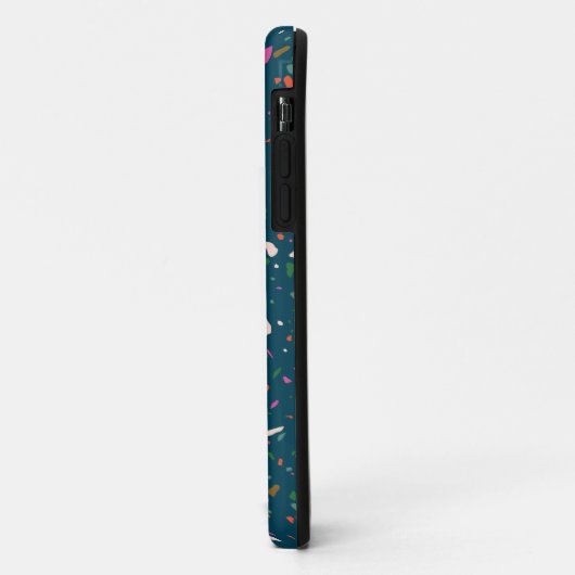 Moody Dark Blauwgroen Terrazzo-telefoontas Case-Mate iPhone Case (Achterkant/links)