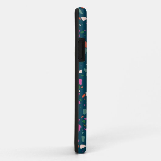 Moody Dark Blauwgroen Terrazzo-telefoontas Case-Mate iPhone Case (Achterkant/rechts)