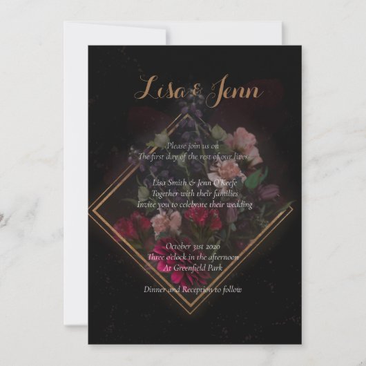 Moody Dark Boquet Wedding Invitations (Devant)