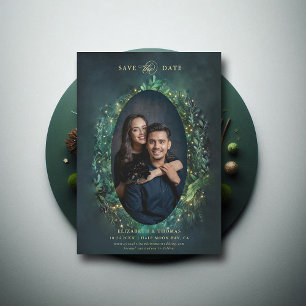 Moody Dark Elegant Enchanted Forest Fotobruiloft Save The Date