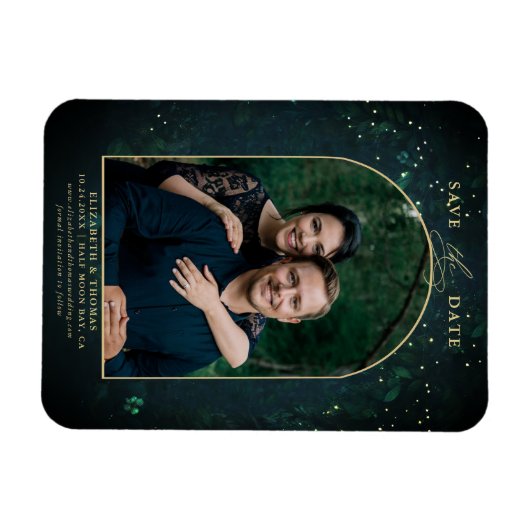 Moody Dark Enchanted Forest Arch Wedding Opslaan D Magneet (Horizontaal)