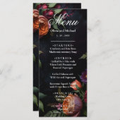 Moody Dark Floral Boho rozen Menu (Voorkant / Achterkant)