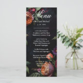 Moody Dark Floral Boho rozen Menu (Staand voorkant)