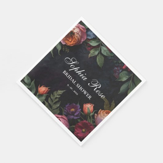  Moody Dark Floral Boho rozen Servet (Hoek)