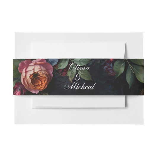  Moody Dark Floral Boho rozen Uitnodigingen Wikkel (Voorkant Voorbeeld)