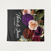 Moody Dark Floral Greenery Bold Wedding Backdrop Wandkleed (Voorkant (horizontaal))