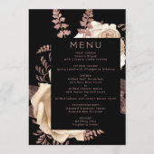 Moody Dark Floral Ivoor Roos Gold Wedding Menu (Voorkant)