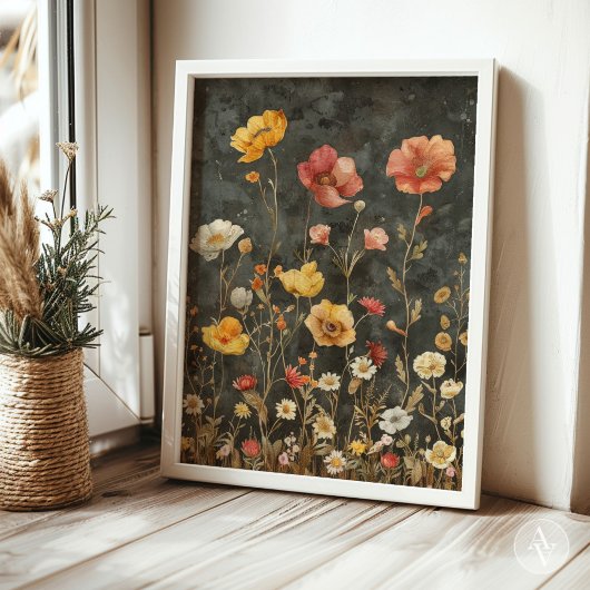 Moody Dark Flower Art Victoriaans Bloemen Poster