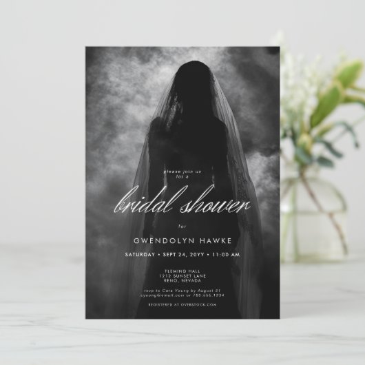 Moody Dark Ghost Bride in Mist Vrijgezellenfeest Kaart (Staand voorkant)