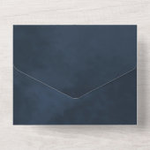 Moody Dark Navy Blue Waterverf Modern Wedding All In One Uitnodiging (Achterkant)