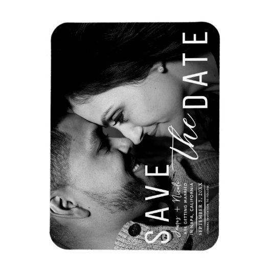 Moody Dark Overlay Foto Save the Date Bruiloft Magneet (Verticaal)