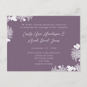 Moody Dark Paarse Vintage Wilde Bloem Bloem Uitnodiging Briefkaart