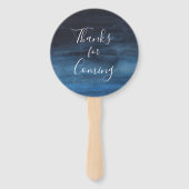 Moody Dark Waterverf Navy Blue Wedding Handwaaier (Achterkant)