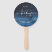 Moody Dark Waterverf Navy Blue Wedding Handwaaier (Voorkant)