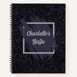 Moody Deep Navy Blauw Bloemen Patroon Notitieboek