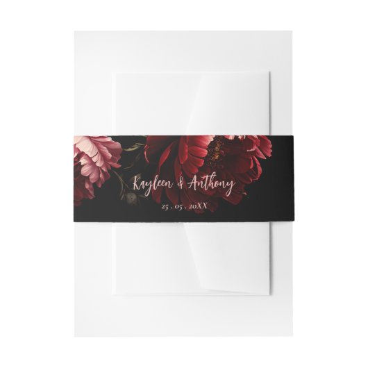 Moody donker  bloemenbruiloft uitnodigingen wikkel (Voorkant Voorbeeld)