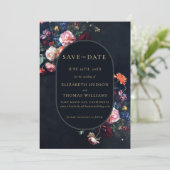 Moody Donker Elegant Romantisch Bloemen Ovaal Brui Save The Date (Staand voorkant)