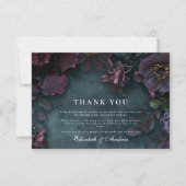 Moody donkere bloemen bruiloft bedankkaart (Voorkant)