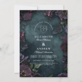 Moody donkere bloemen bruiloft kaart (Voorkant)