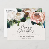 Moody donkere bloemen moderne elegante kerstvakant feestdagenkaart (Voorkant / Achterkant)