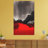 Moody, eigentijdse schilderende zwarte grijze rode canvas afdruk (Insitu (Woonkamer))