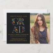 MOODY ÉLÉGANT FAIRE-PART DE DIPLÔME DE PHOTO FLORA (Devant)