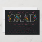 MOODY ELEGANT FLORAL GRADUY INVITATION PARTI (Devant)
