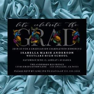 MOODY ELEGANTE BLOEMEN GRADUATIE PARTY UITNODIGING