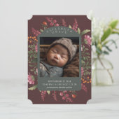 Moody Fall Floral Border Baby Faire-part de naissa (Debout devant)