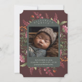 Moody Fall Floral Border Baby Faire-part de naissa (Devant)