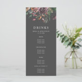 Moody Fall Floral Burst Mariage Boissons Menu (Debout devant)