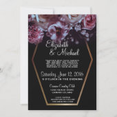 Moody Floral & Black Wedding Invitation Kaart (Voorkant)