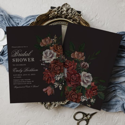 Moody Floral Bridal Shower Invitation